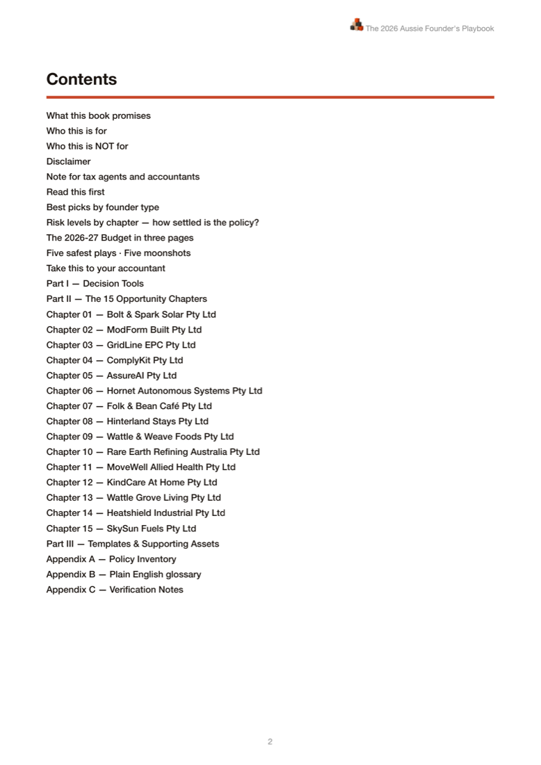 Table of contents listing all 15 chapters and appendices